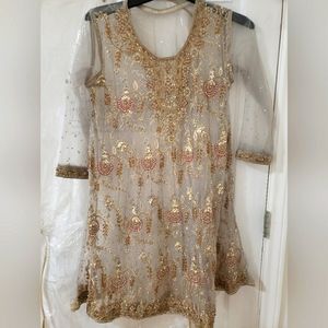 Pakistani stitched gray silver combination GHARARA